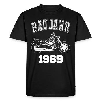 Année 1969 motocycliste - T-shirt Premium bio Homme - noir - Devant - Nico (187cm)