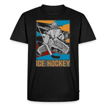 Hockey sur glace rondelle de hockey sur glace - T-shirt Premium bio Homme - noir - Devant - Nico (187cm)