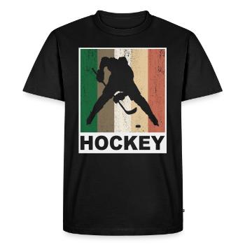 Retro vintage ice hockey player - Men's Premium Organic T-Shirt - black - Front - Nico (187cm)