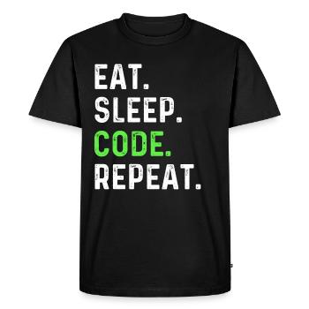 Eat sleep coding repeat - Men's Premium Organic T-Shirt - black - Front - Nico (187cm)