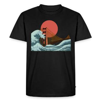 Golden Gate San Francisco vague - T-shirt Premium bio Homme - noir - Devant - Nico (187cm)