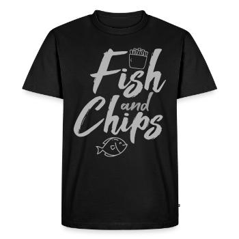 Fish &Chips Drôle de nourriture britannique et Streetfood - T-shirt Premium bio Homme - noir - Devant - Nico (187cm)