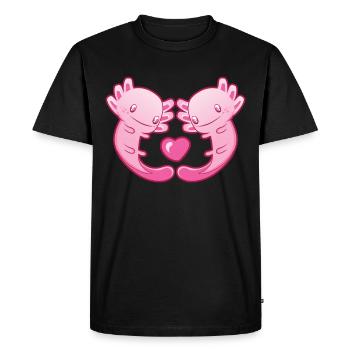 Axolotl Love Funny Amphibian Valentine Heart print - T-shirt Premium bio Homme - noir - Devant - Nico (187cm)
