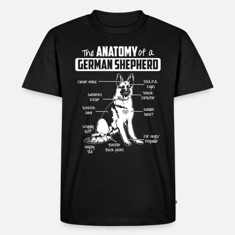Anatomie Deutscher Schäferhund - Männer Premium Bio T-Shirt - Schwarz