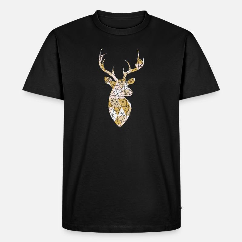 hirsch - Männer Premium Bio T-Shirt - Schwarz
