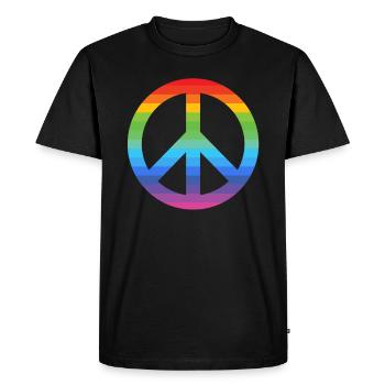 PEACE SIGN Costume hippie LGBT PRIDE - T-shirt Premium bio Homme - noir - Devant - Nico (187cm)