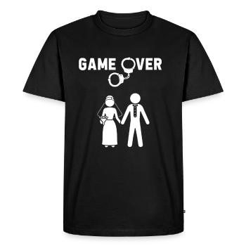 Game Over Mariage Mariage Fiançailles Mariage Couple - T-shirt Premium bio Homme - noir - Devant - Nico (187cm)