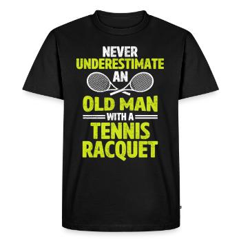 Never underestimate an old man tennis - Men's Premium Organic T-Shirt - black - Front - Nico (187cm)