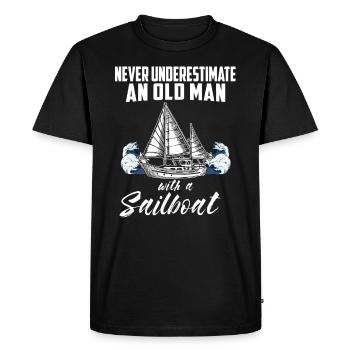 Never underestimate an old man sailboat - Men's Premium Organic T-Shirt - black - Front - Nico (187cm)
