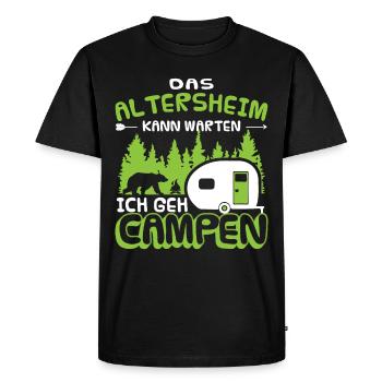 La maison de retraite peut attendre que je parte en camping - T-shirt Premium bio Homme - noir - Devant - Nico (187cm)