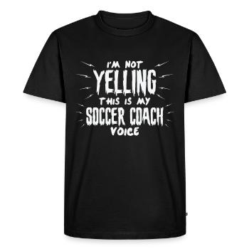 Je ne crie pas C’est ma voix d’entraîneur de football - T-shirt Premium bio Homme - noir - Devant - Nico (187cm)