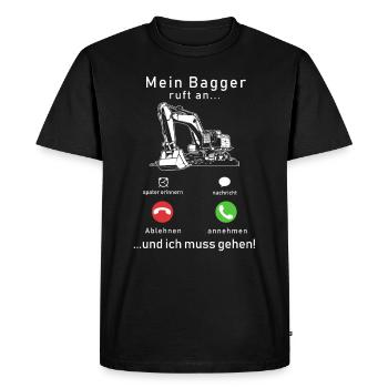 My excavator calls - Men's Premium Organic T-Shirt - black - Front - Nico (187cm)