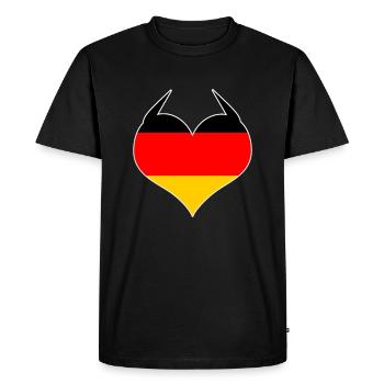 German Heart Germany Deutschland Horns product - Men's Premium Organic T-Shirt - black - Front - Nico (187cm)