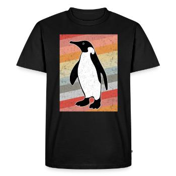 Pingouin vintage - T-shirt Premium bio Homme - noir - Devant - Nico (187cm)