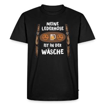 Meine Lederhose ist in der Wäsche - Männer Premium Bio T-Shirt - Schwarz - Vorne - Nico (187cm)