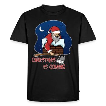 Wicked Père Noël hache cheminée de Noël - T-shirt Premium bio Homme - noir - Devant - Nico (187cm)