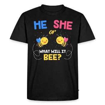 Il ou elle grossesse - T-shirt Premium bio Homme - noir - Devant - Nico (187cm)