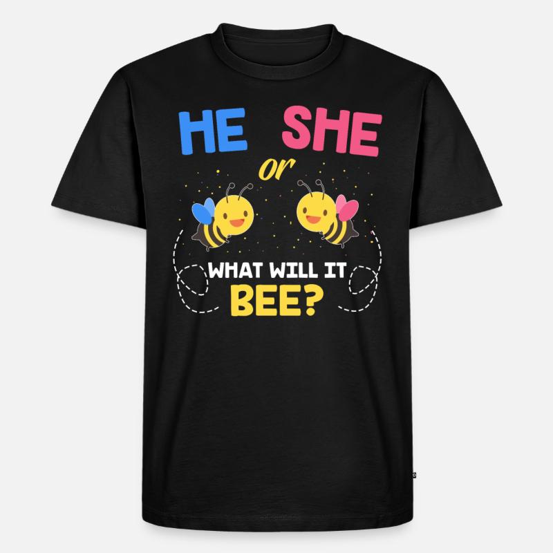 He or she Schwangerschaft - Männer Premium Bio T-Shirt - Schwarz