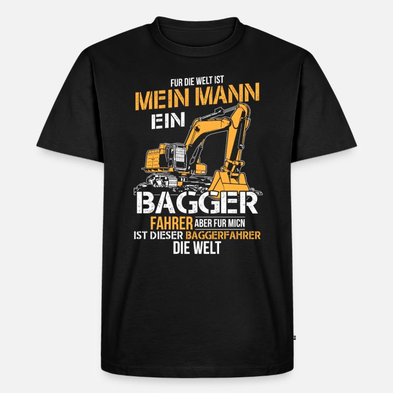 Bagger Baustelle - Männer Premium Bio T-Shirt - Schwarz