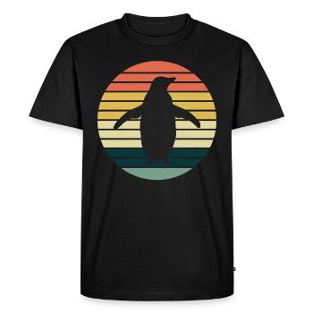 Pinguin retro Pinguine - Männer Premium Bio T-Shirt - Schwarz - Vorne - Nico (187cm)