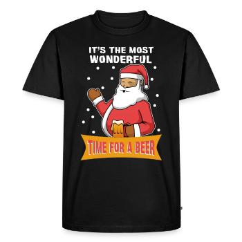 Santa Its the most wonderful time for a beer - T-shirt Premium bio Homme - noir - Devant - Nico (187cm)