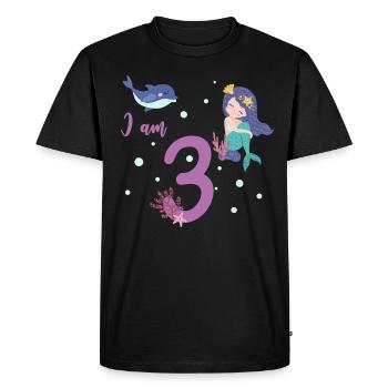 Sirène, j'ai 3 ans - T-shirt Premium bio Homme - noir - Devant - Nico (187cm)