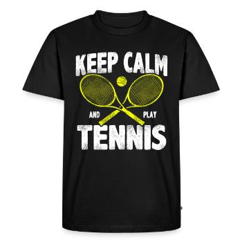Keep calm Tennis - Men's Premium Organic T-Shirt - black - Front - Nico (187cm)