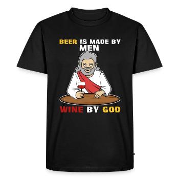 Beer is made by men, wine by God - Men's Premium Organic T-Shirt - black - Front - Nico (187cm)