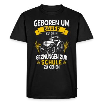 Né pour être un fermier forcé à l'école - T-shirt Premium bio Homme - noir - Devant - Nico (187cm)