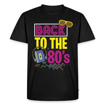 80s party outfit costume disguise 80s - Men's Premium Organic T-Shirt - black - Front - Nico (187cm)