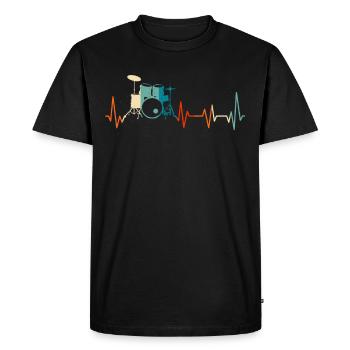 Battement de coeur batteur - T-shirt Premium bio Homme - noir - Devant - Nico (187cm)