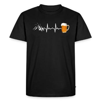Mountains hiking beer heartbeat - Men's Premium Organic T-Shirt - black - Front - Nico (187cm)