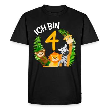 4th Birthday Birthday Shirt Jungle Fourth - Men's Premium Organic T-Shirt - black - Front - Nico (187cm)