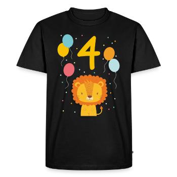 4. Geburtstag Geburtstagsshirt Löwe Vierter Geb - Männer Premium Bio T-Shirt - Schwarz - Vorne - Nico (187cm)