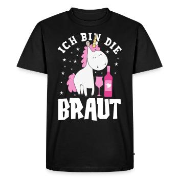 Ich Bin Die Braut JGA Junggesellenabschied Einhorn - Männer Premium Bio T-Shirt - Schwarz - Vorne - Nico (187cm)