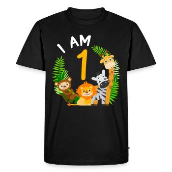 1er anniversaire anniversaire chemise jungle premier - T-shirt Premium bio Homme - noir - Devant - Nico (187cm)