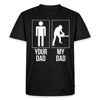 Fête du père de bûcheron papa forêt de bois de tronçonneuse - T-shirt Premium bio Homme - noir - Devant - Nico (187cm)