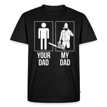 Fête du père de bûcheron papa forêt de bois de tronçonneuse - T-shirt Premium bio Homme - noir - Devant - Nico (187cm)