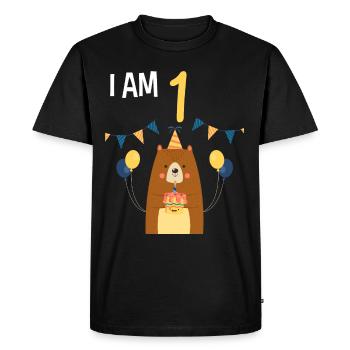1er anniversaire chemise anniversaire ours 1 an - T-shirt Premium bio Homme - noir - Devant - Nico (187cm)