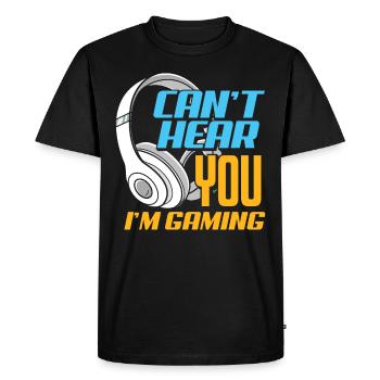 Je ne peux pas t'entendre, je suis un cadeau de jeu pour les joueurs - T-shirt Premium bio Homme - noir - Devant - Nico (187cm)