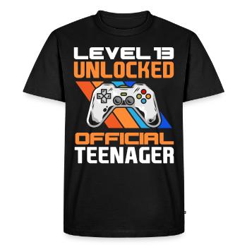13e anniversaire garçon adolescent anniversaire gamer - T-shirt Premium bio Homme - noir - Devant - Nico (187cm)