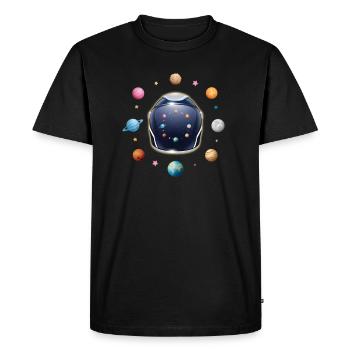 Casque d'astronaute au centre des planètes - T-shirt Premium bio Homme - noir - Devant - Nico (187cm)