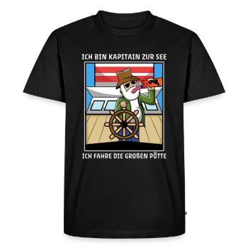 Kapitain zur See ich fahre die großen pötte - Männer Premium Bio T-Shirt - Schwarz - Vorne - Nico (187cm)