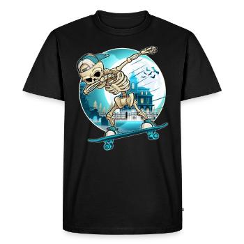 Dabbing Skeleton with skateboard - Skater Skeleton - Men's Premium Organic T-Shirt - black - Front - Nico (187cm)