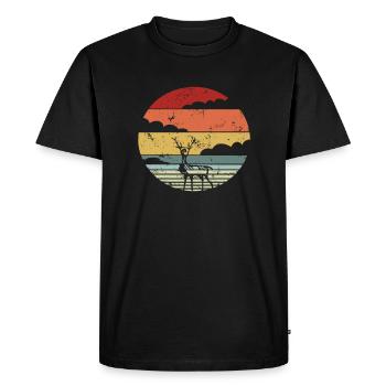 Wild animal deer antlers retro gift - Men's Premium Organic T-Shirt - black - Front - Nico (187cm)