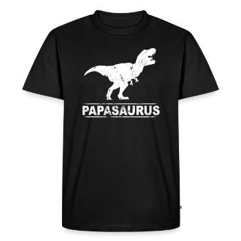 Papa Dino Papasaurus Father's Day Gift - Men's Premium Organic T-Shirt - black - Front - Nico (187cm)