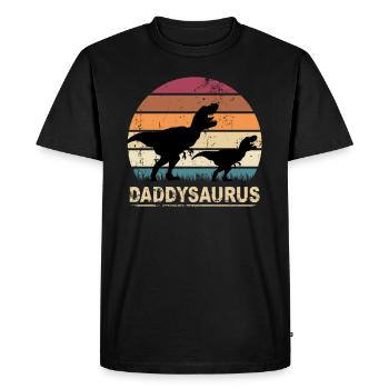 Cadeau de fête des pères rétro Daddysaurus Papa Dino - T-shirt Premium bio Homme - noir - Devant - Nico (187cm)
