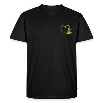 Cadeau de doigt du milieu dinosaure coeur dino - T-shirt Premium bio Homme - noir - Devant - Nico (187cm)