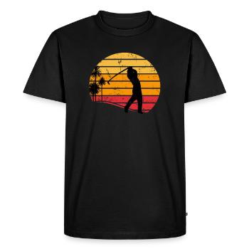 Golfer Golf Vintage Gift Retro Distressed Look - Men's Premium Organic T-Shirt - black - Front - Nico (187cm)