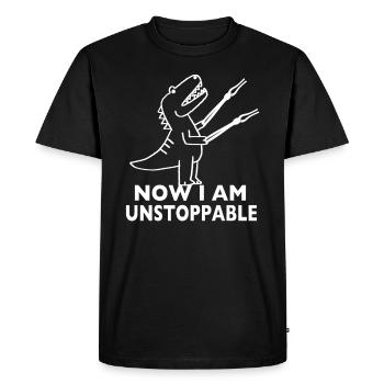 Dinosaur T-Rex UNSTOPPABLE Dino Meme Gift - Men's Premium Organic T-Shirt - black - Front - Nico (187cm)
